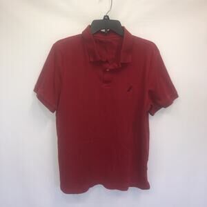 Nautica Button Up Adult XL Red Mens Short Sleeve 100% Cotton Logo Classic P